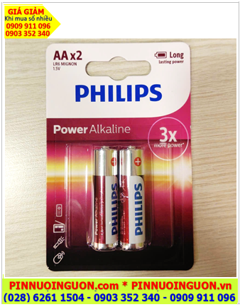 Philips LR6-BP2, Pin AA 1.5v Alkaline Philips LR6 AM3 Mignon chính hãng (Vỉ 2viên)